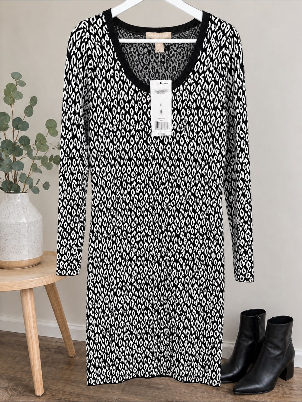 Banana Republic NWT Black & White Printed Scoop Neck Women's Dress $130